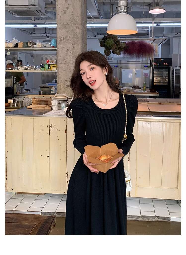ロングワンピース シャーリング プリンセスニットワンピース