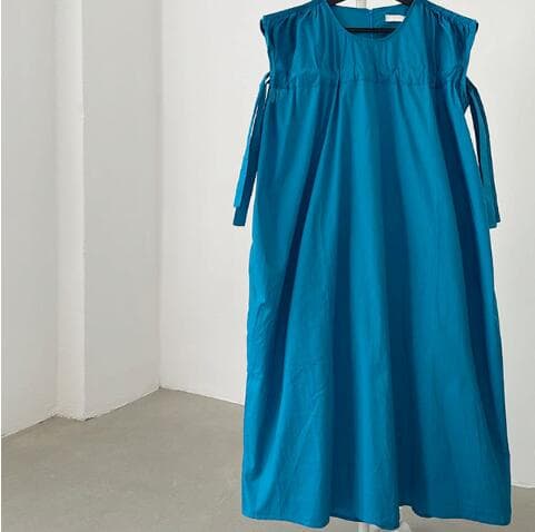 ロングワンピース 女性用ノースリーブ長袖ワンピース丸首復古風上品