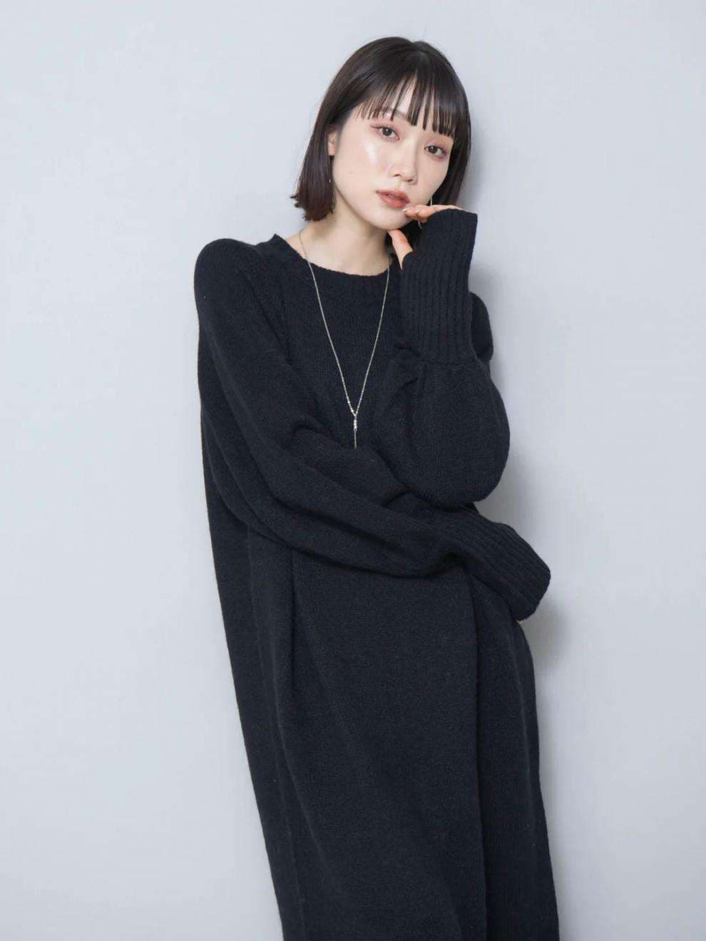 ロングワンピース オーバーサイズ リラックス ニットワンピース