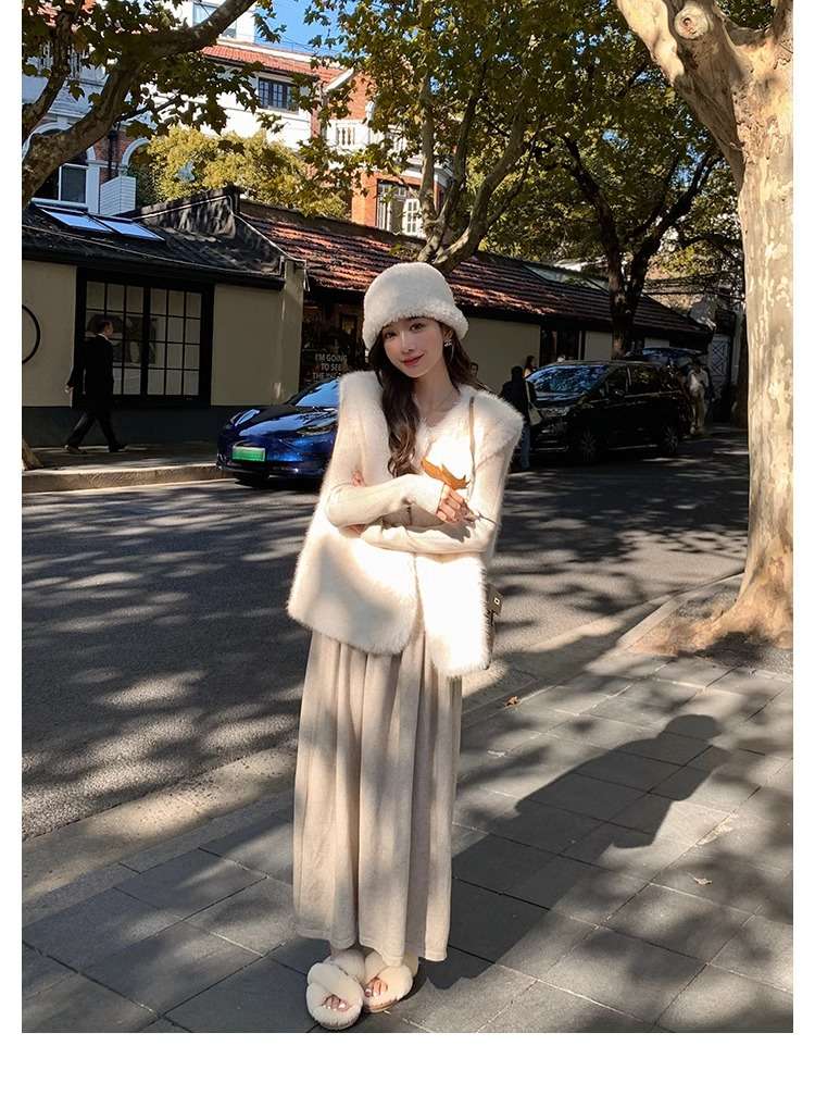 ロングワンピース シャーリング プリンセスニットワンピース