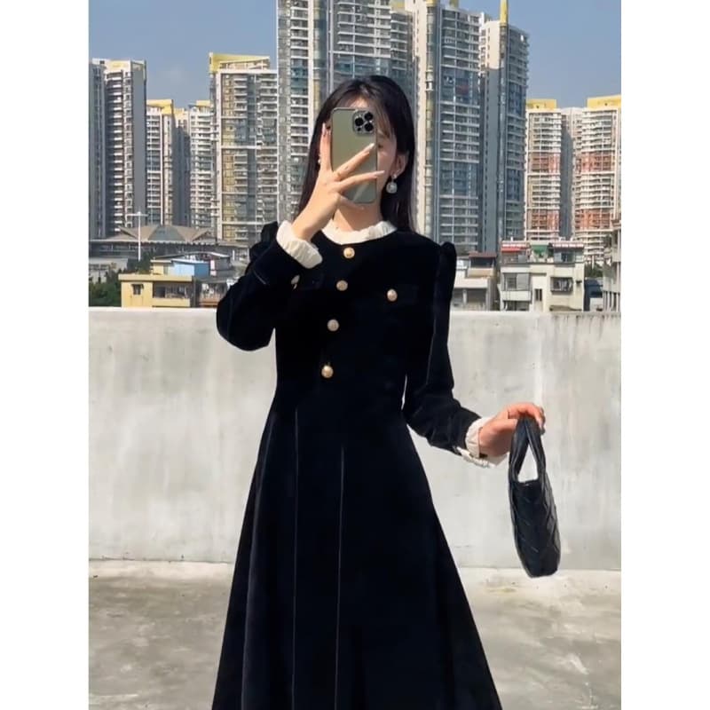 ロングワンピース レースふんわり姫系ワンピース
