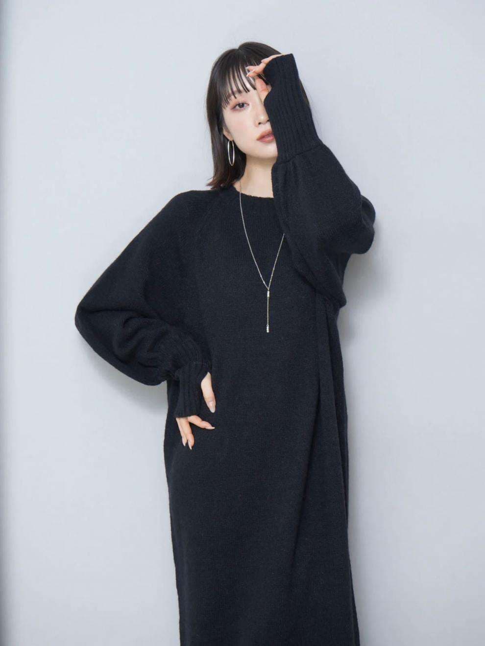 ロングワンピース オーバーサイズ リラックス ニットワンピース