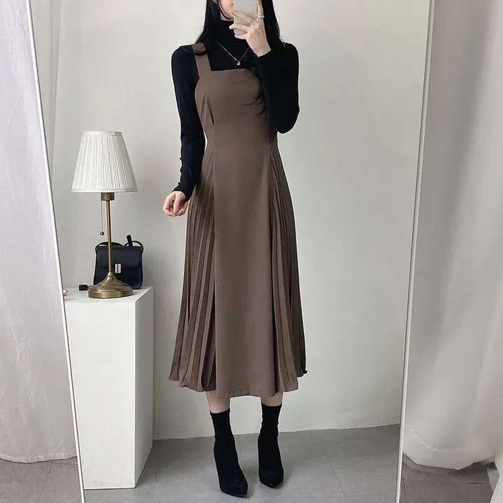 ロングワンピース しなやか優美シルエットジャンパースカート