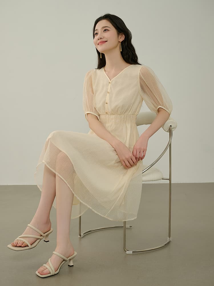 ロングワンピース レース 透かしレース優美ワンピース