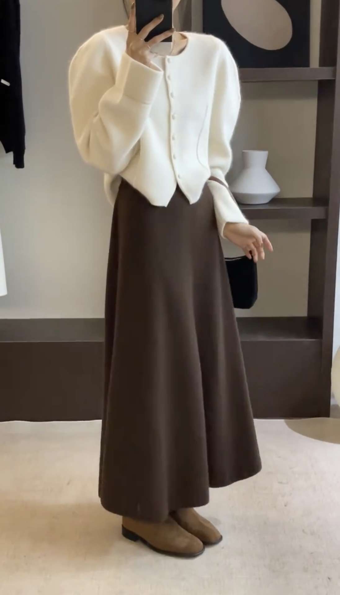 ロングワンピース シンプルニュアンス ニットロングワンピース