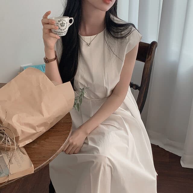 韓国風ノースリーブロングワンピース夏新作甘美ジャンパースカート