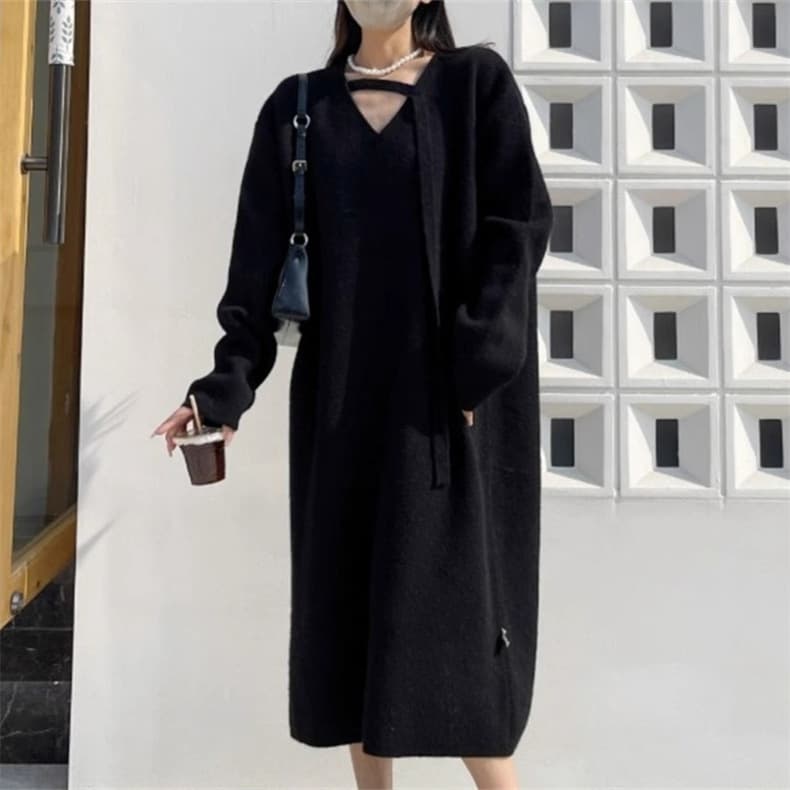 ロングワンピース ふんわり柔らか優美ニットワンピース
