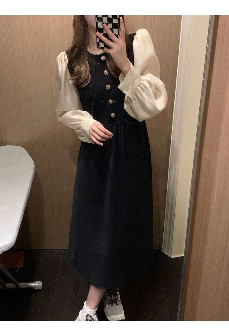 ロングワンピース パフスリーブ クラシカルワンピース
