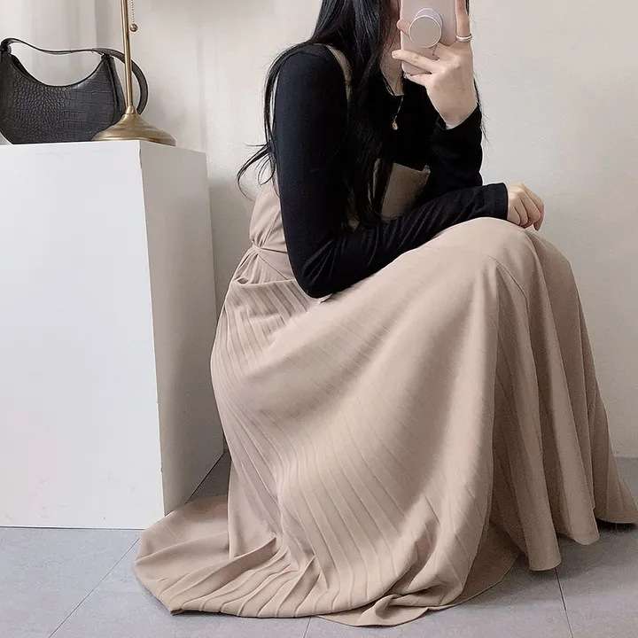 ロングワンピース しなやか優美シルエットジャンパースカート