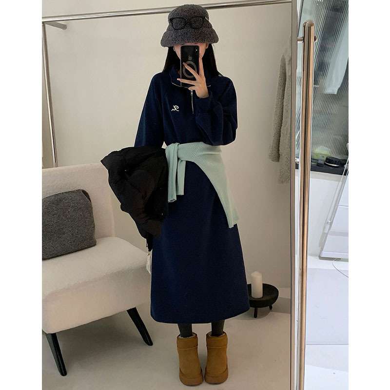 ロングワンピース ゆったりスウェットワンピース