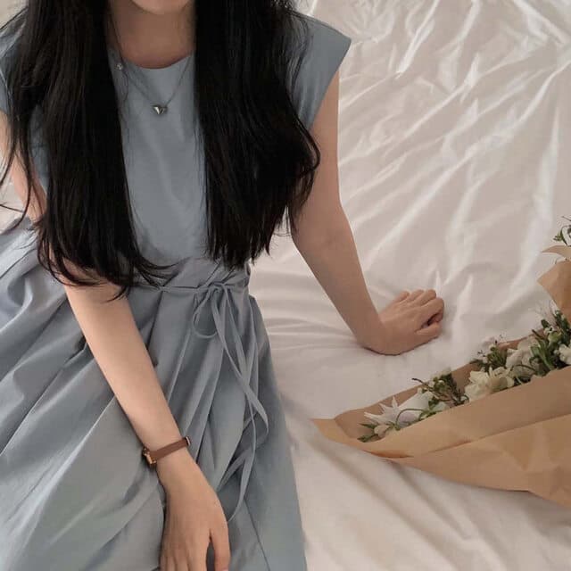 韓国風ノースリーブロングワンピース夏新作甘美ジャンパースカート
