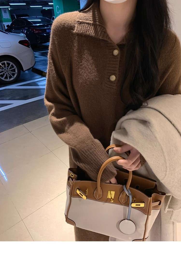 ロングワンピース ゆったりハイネックワンピース