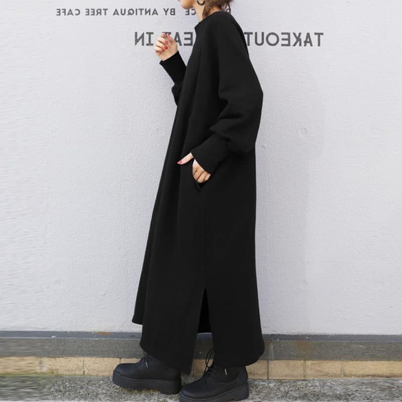 ロングワンピース 秋冬新作マキシ丈ワンピース体型カバーゆったり長袖
