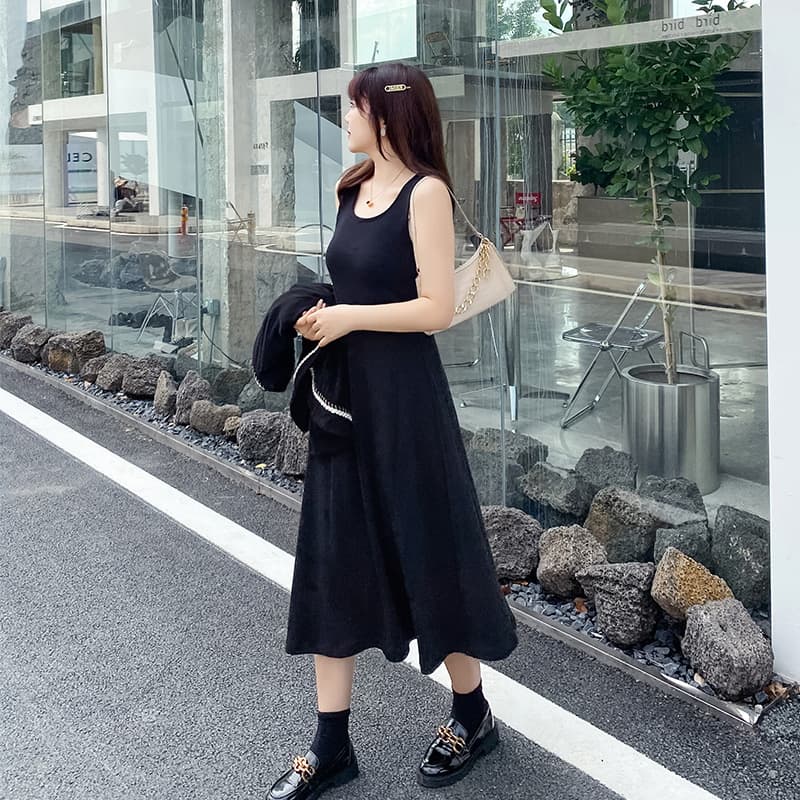 ロングワンピース ニット ゆったりラインニットロングワンピース