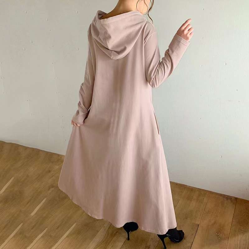 ロングワンピース ゆったりパーカーワンピース