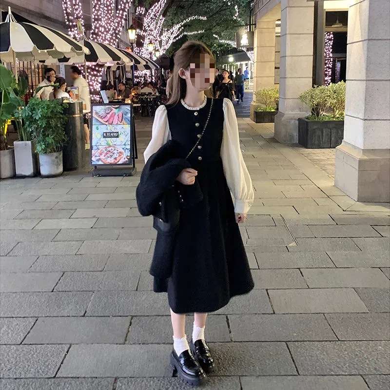 ロングワンピース パフスリーブ クラシカルワンピース