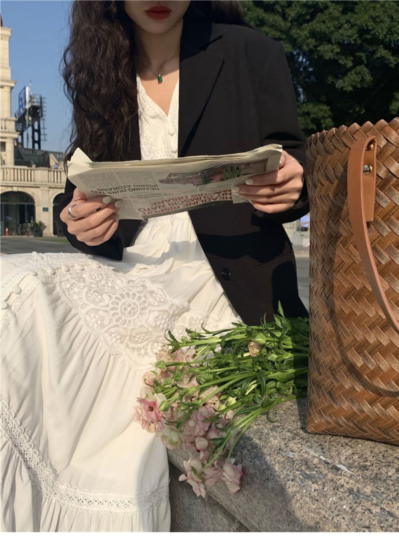 ロングワンピース 優美なレース切替フェミニンマキシワンピース