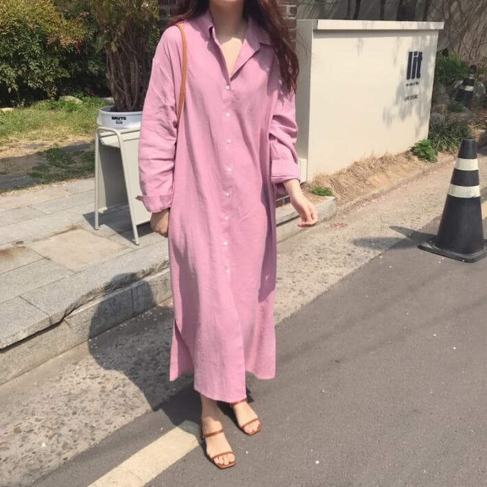 ロングワンピース 二〇二三年新作女性用シャツワンピース長袖二色展開