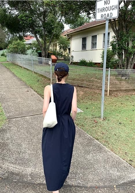 ロングワンピース 春夏新作 袖なしシャツワンピース ロング丈 カジュアル可愛い