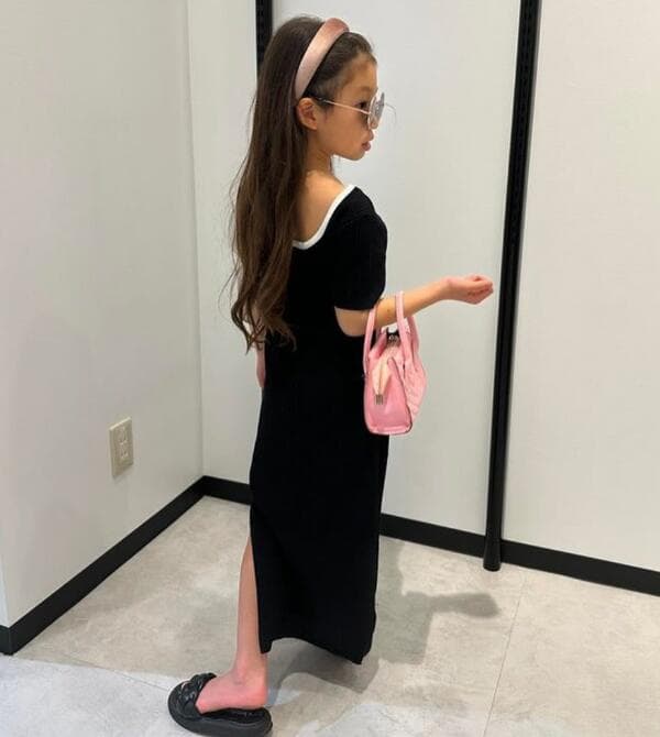 2025新作 親子服 キッズ カジュアル ロングワンピース 100-150