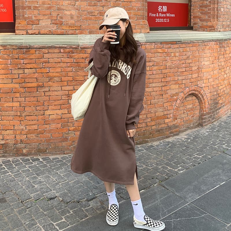 ロングワンピース ゆったりルーズパーカーワンピース