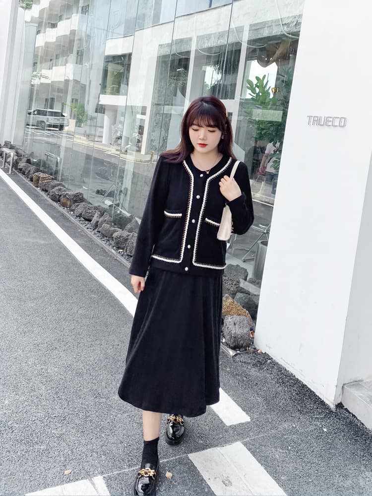 ロングワンピース ニット ゆったりラインニットロングワンピース