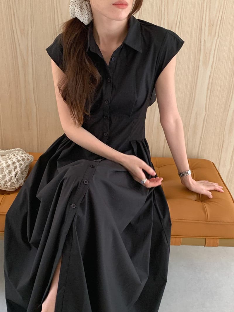 春夏新作 上品ノースリーブ ロングワンピース