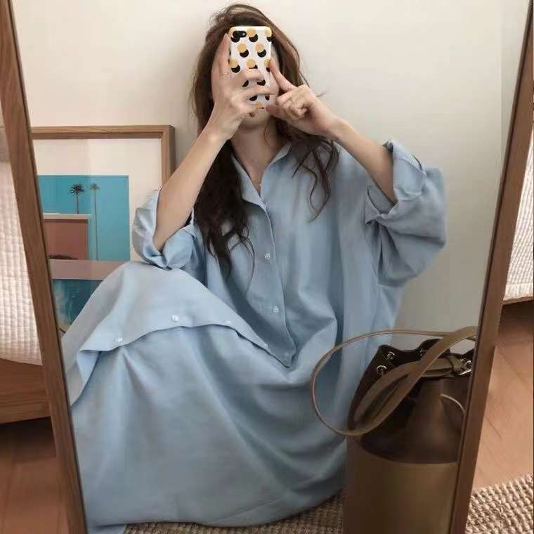 ロングワンピース シンプル リネン ゆったりロングワンピース