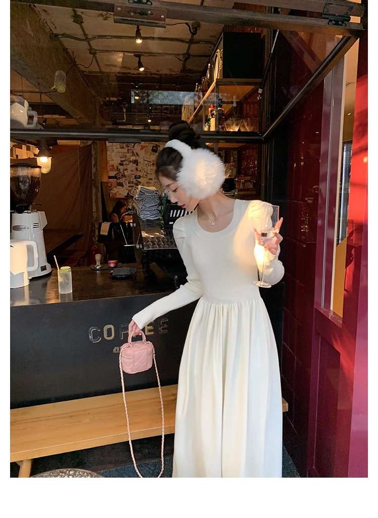 ロングワンピース シャーリング プリンセスニットワンピース