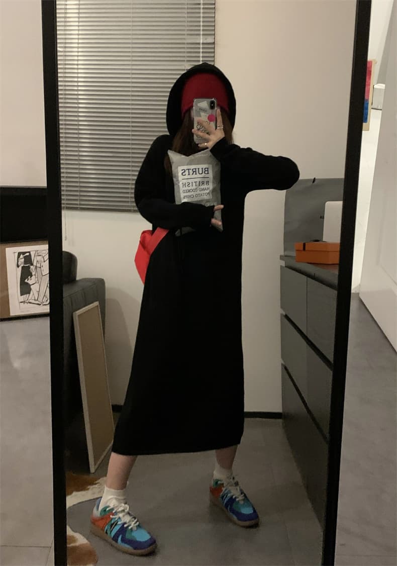 ロングワンピース ゆったりシルエットスウェットワンピース