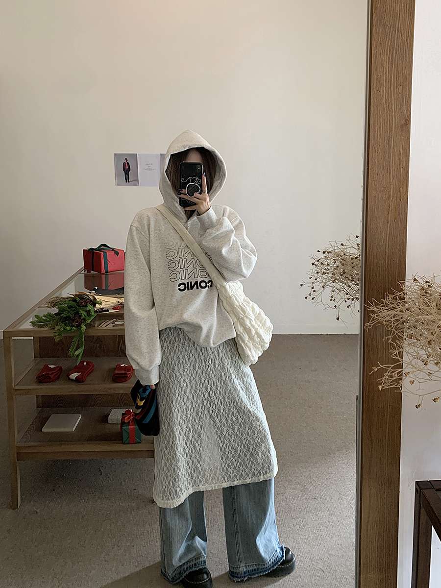 ロングワンピース 透かし模様のレイヤードワンピース