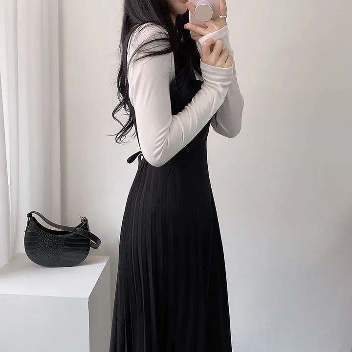 ロングワンピース しなやか優美シルエットジャンパースカート