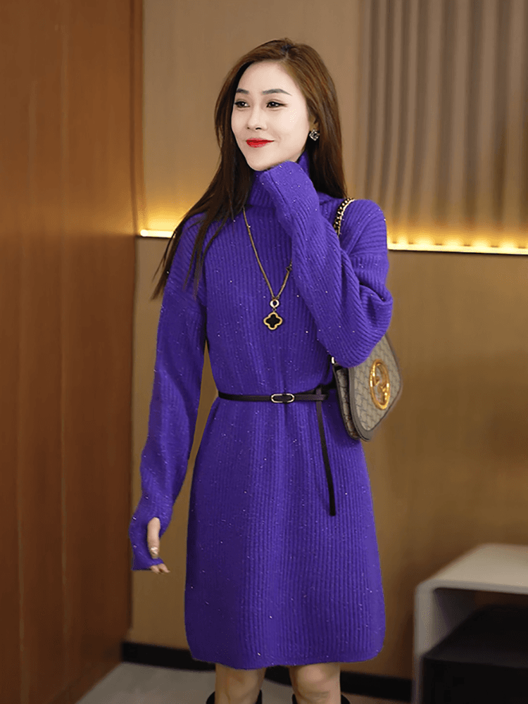 ワンピース ニット きらめき細リブニットワンピース