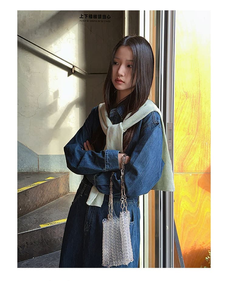 ロングワンピース ゆったりデニムカジュアルマキシ丈ワンピース