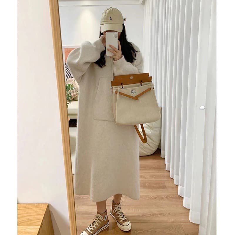 ロングワンピース あったかスウェットフードロング