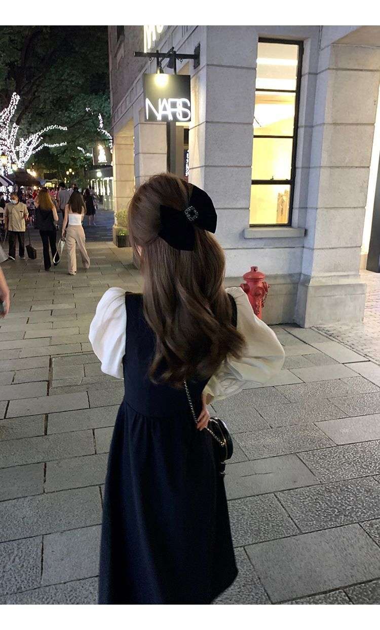 ロングワンピース パフスリーブ クラシカルワンピース