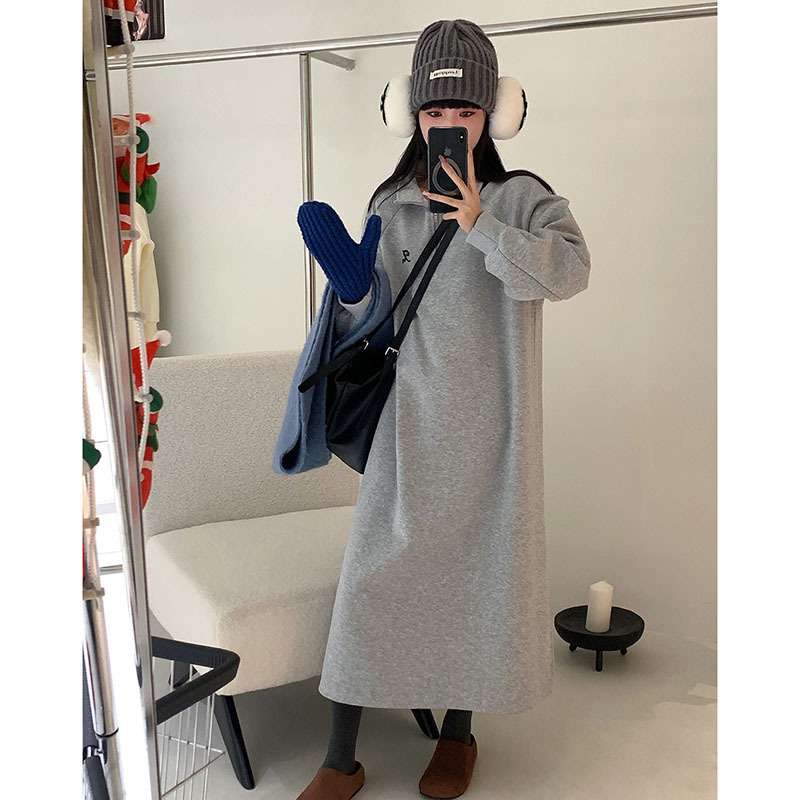 ロングワンピース ゆったりスウェットワンピース