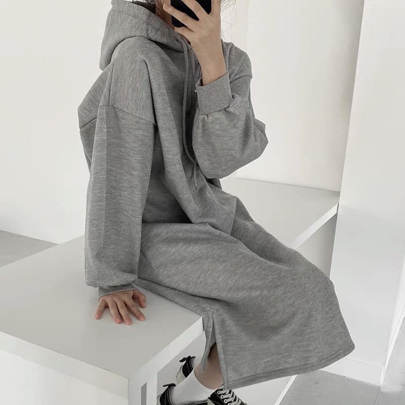 ロングワンピース シンプル パーカー ロング ワンピース