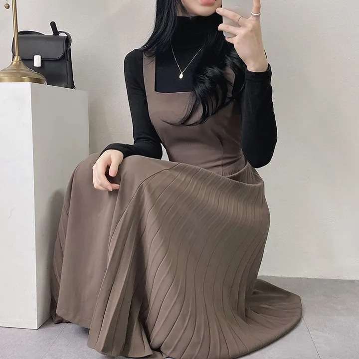 ロングワンピース しなやか優美シルエットジャンパースカート