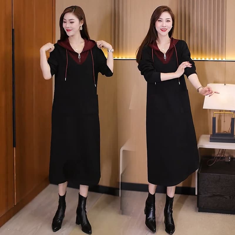 ロングワンピース 上品フーディーサマーワンピース