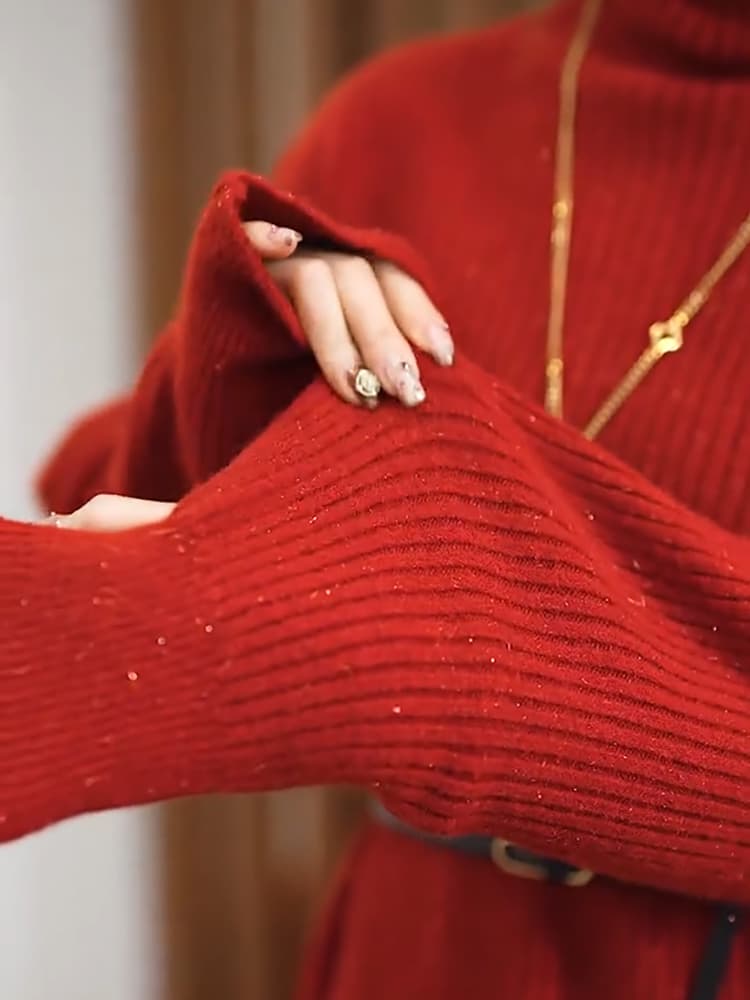 ワンピース ニット きらめき細リブニットワンピース