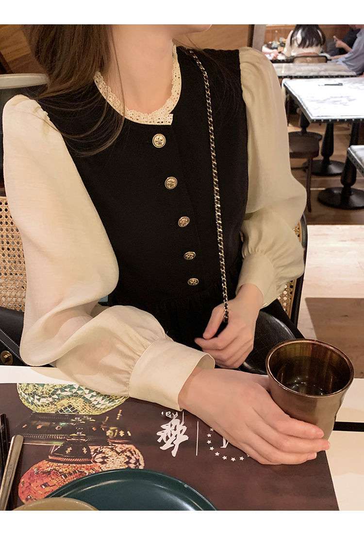 ロングワンピース パフスリーブ クラシカルワンピース