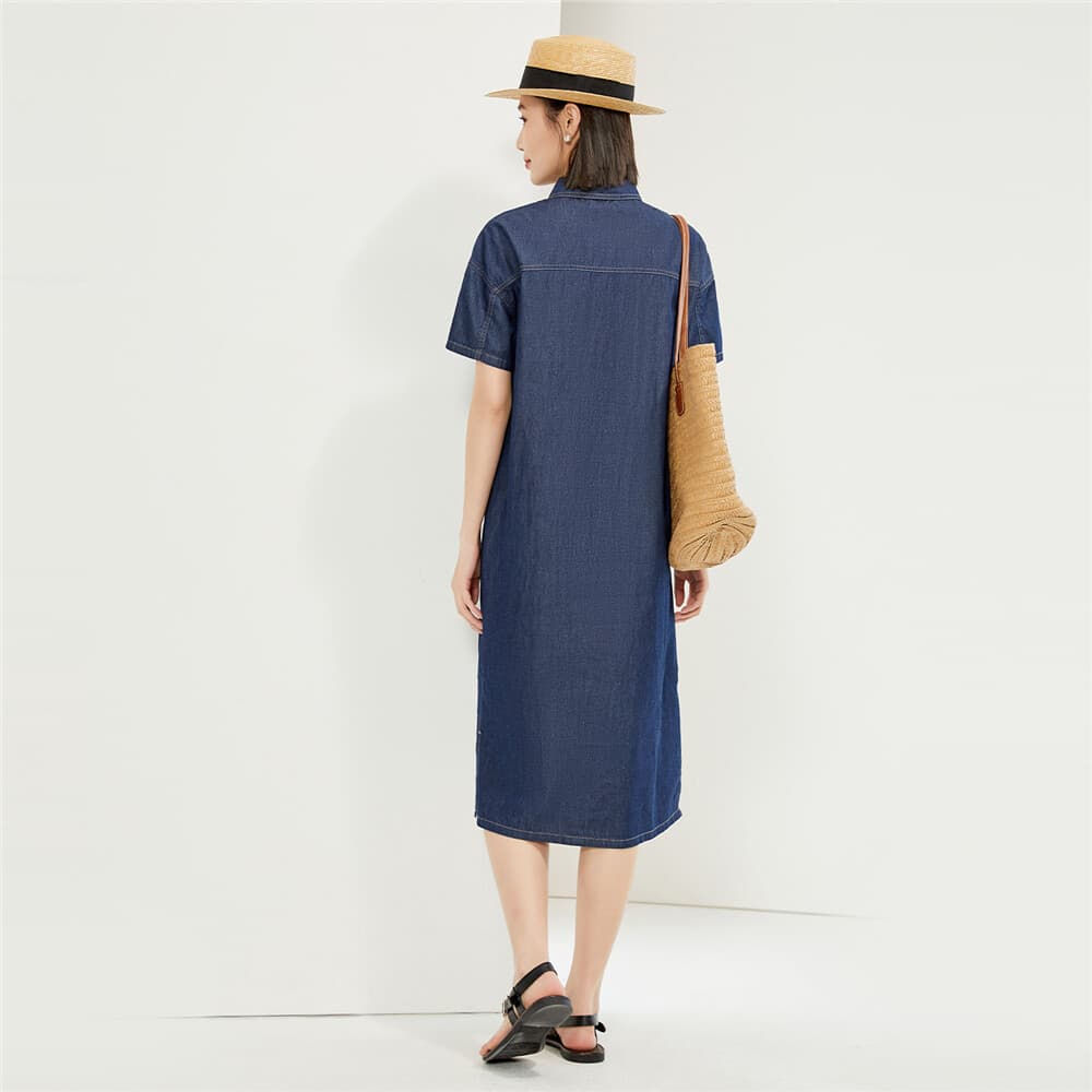 ロングワンピース リラックス楽ちんデニムワンピース