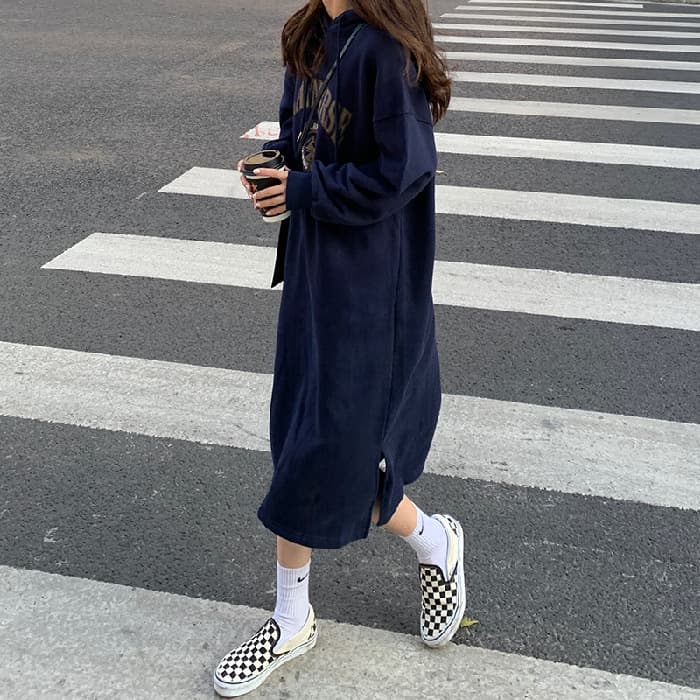ロングワンピース ゆったりルーズパーカーワンピース