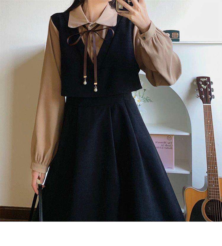 ロングワンピース クラシカル リボン ジャンパースカート