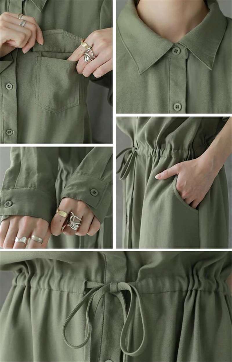 ロングワンピース カジュアル優美シャツワンピース