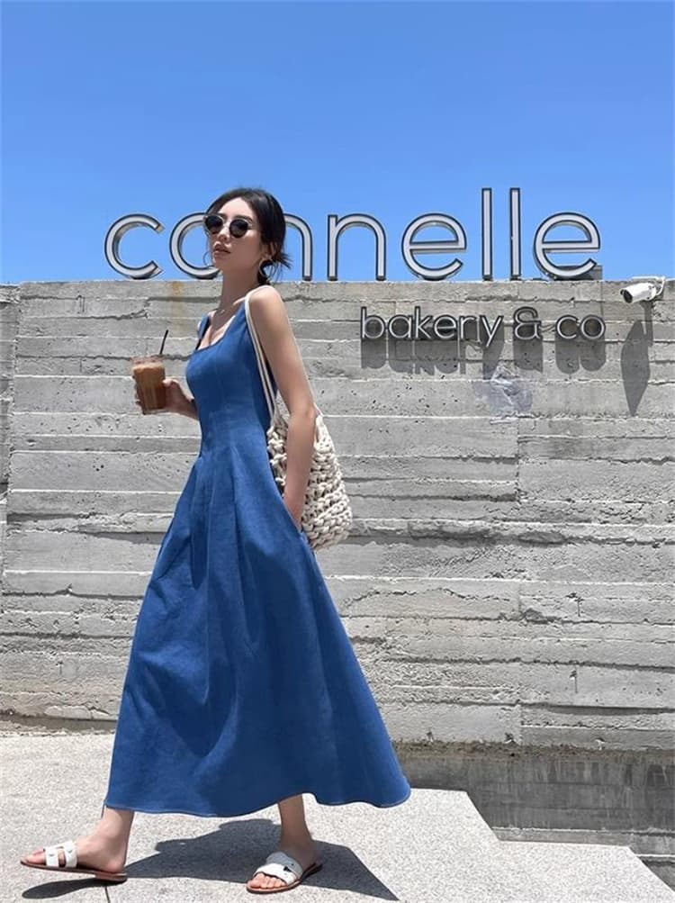 ロングワンピース 夏の大人上品ノースリーブ長袖丈一枚着