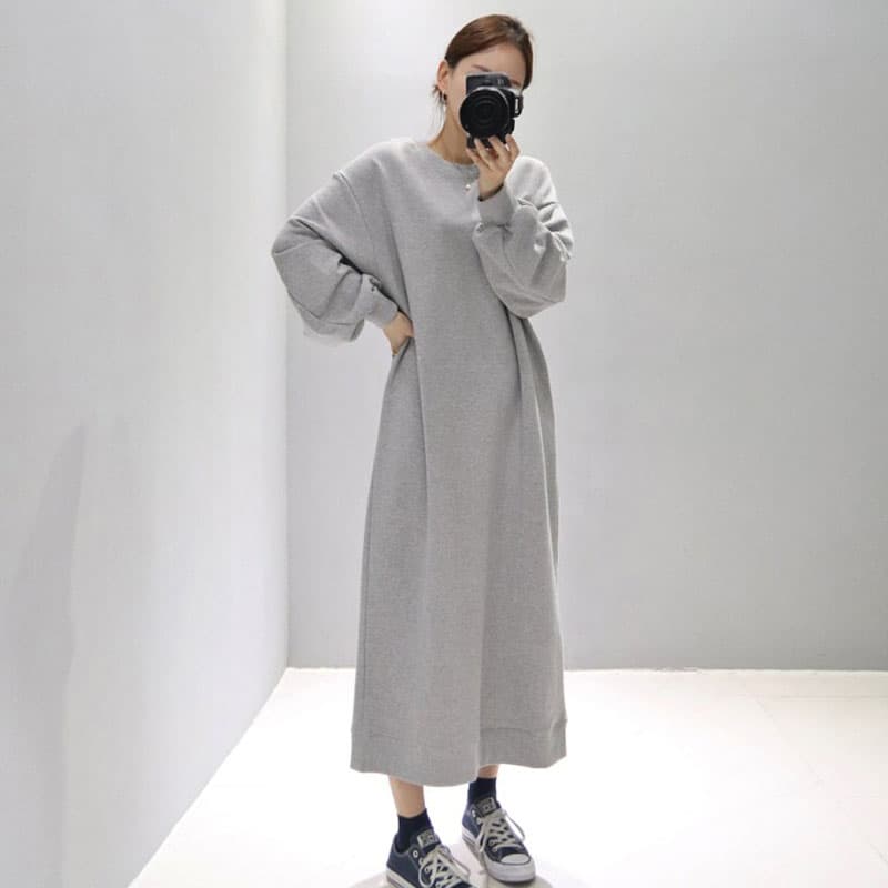 ロングワンピース スウェット ゆったりシルエット くつろぎロングワンピース