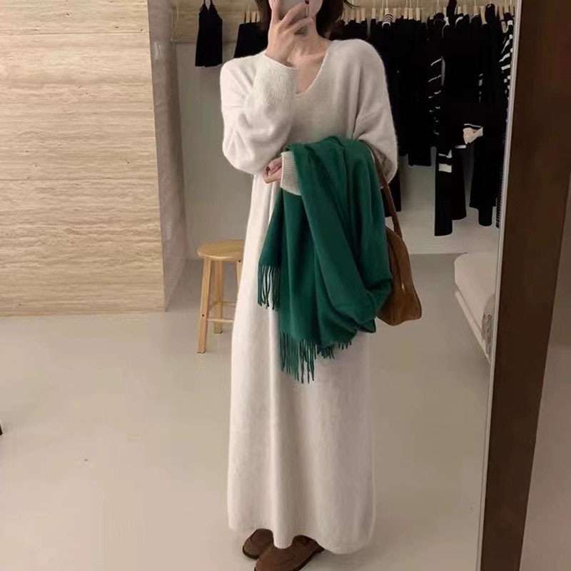 ロングワンピース ふんわり優しい天使のニットワンピース