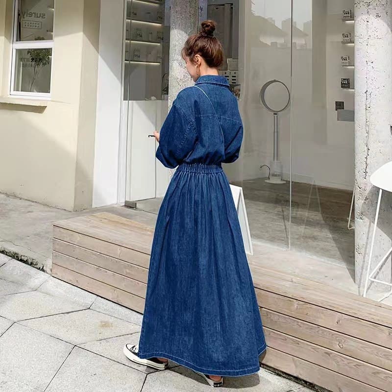 ロングワンピース ギャザーたっぷり優美シルエットワンピース